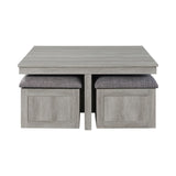 Uster Coffee Table W/Four storage Stools Grey
