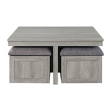 Uster Coffee Table W/Four storage Stools Grey - Tampa Furniture Outlet