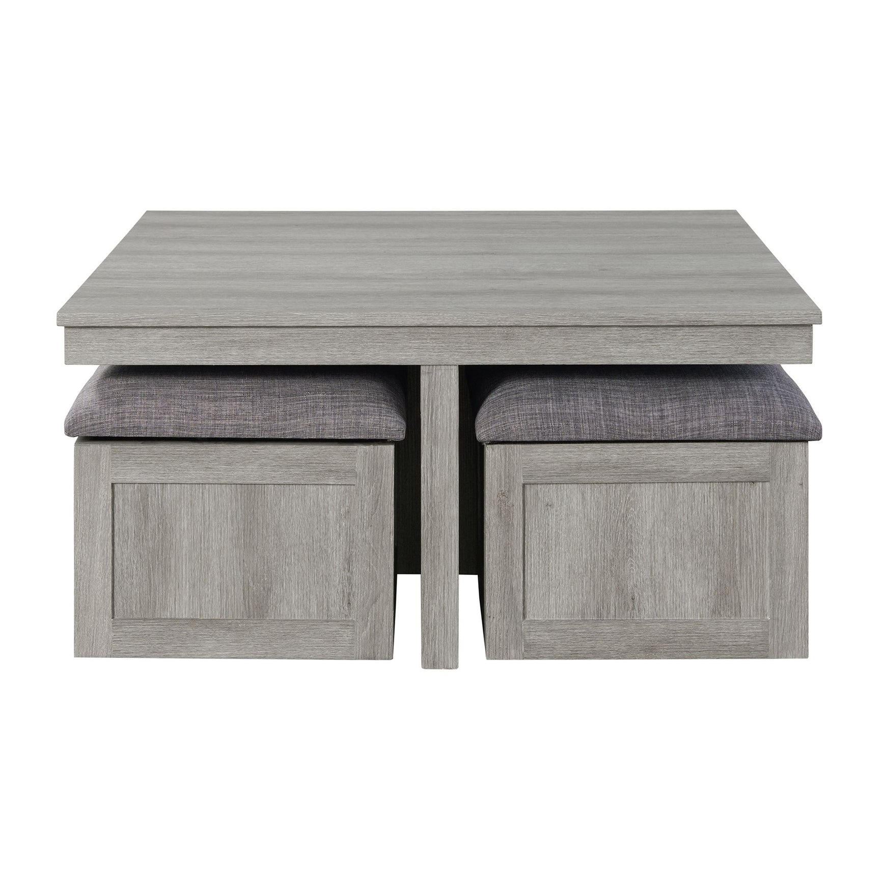 Uster Coffee Table W/Four storage Stools Grey - Tampa Furniture Outlet
