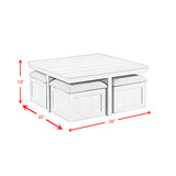 Uster Coffee Table W/Four storage Stools Grey - Tampa Furniture Outlet