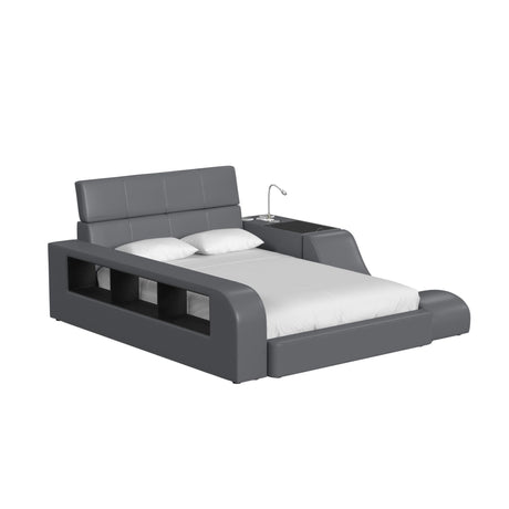 Valari Full Transformer Bed with Electronic Features in Grey PU - Tampa Furniture Outlet