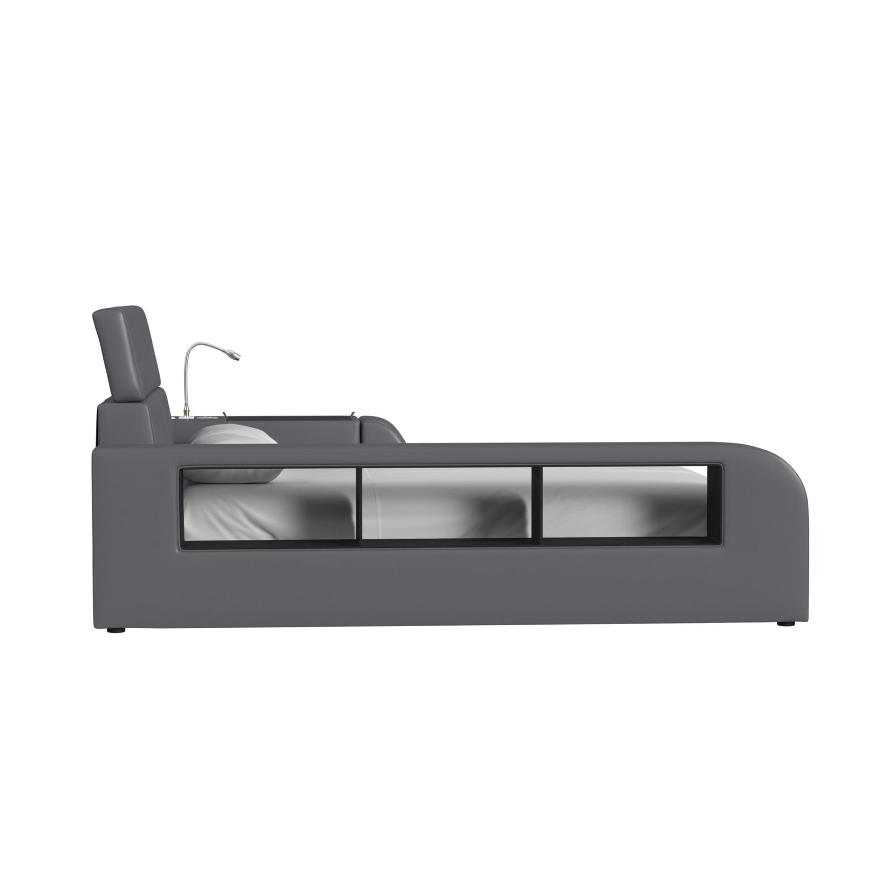 Valari Twin Transformer Bed with Electronic Features in Grey PU - Tampa Furniture Outlet