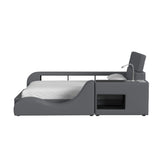 Valari Nightstand with Electronic Features in Grey PU - Tampa Furniture Outlet