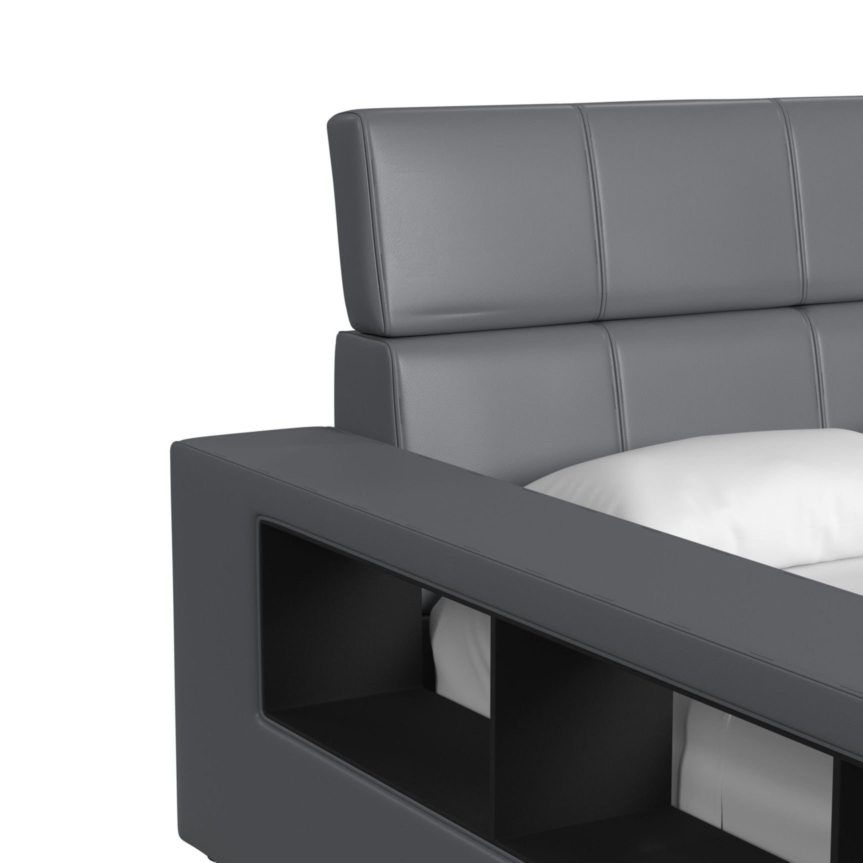 Valari Full Transformer Bed with Electronic Features in Grey PU - Tampa Furniture Outlet