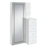 Vancouver Floor Mirror With Storage in White - Tampa Furniture Outlet