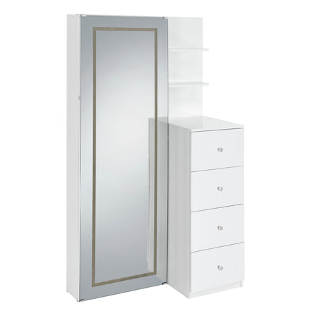 Vancouver Floor Mirror With Storage in White - Tampa Furniture Outlet