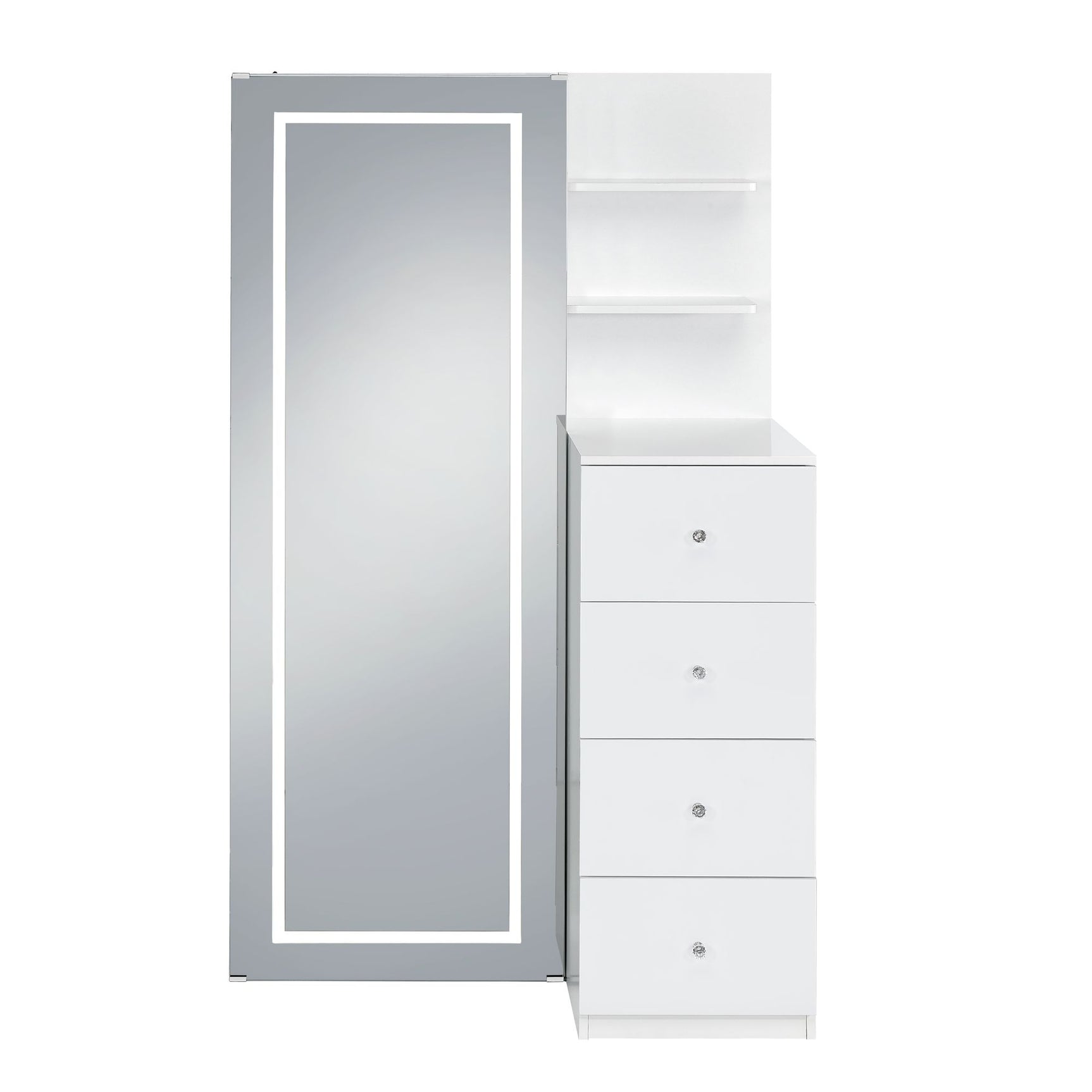 Vancouver Floor Mirror With Storage in White - Tampa Furniture Outlet