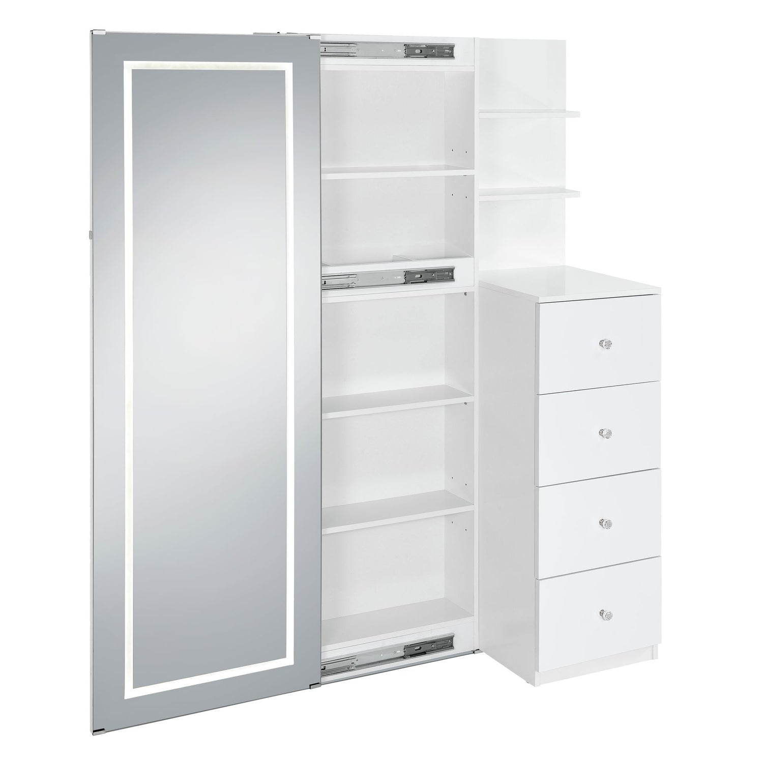 Vancouver Floor Mirror With Storage in White - Tampa Furniture Outlet