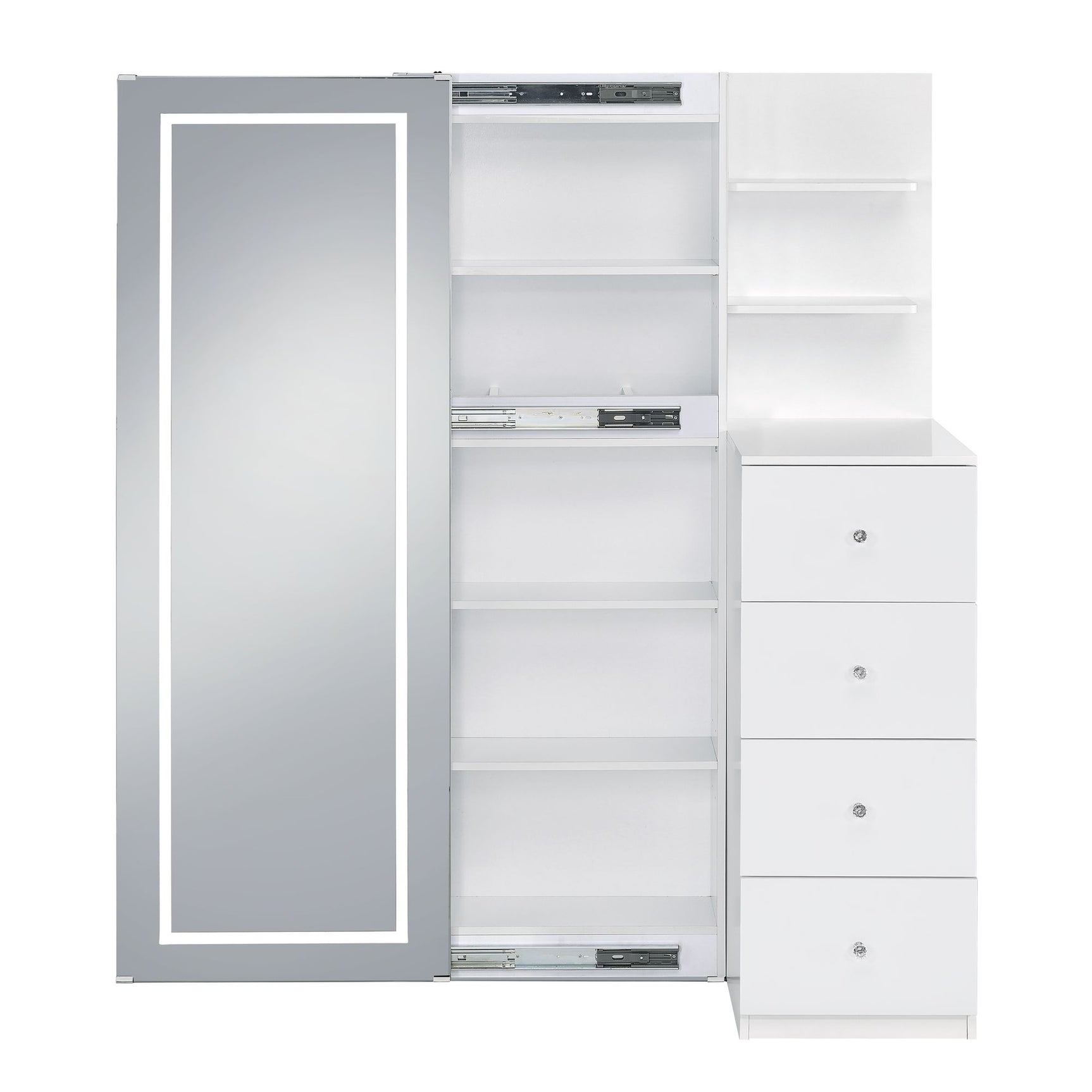 Vancouver Floor Mirror With Storage in White - Tampa Furniture Outlet