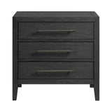 Versailles Contemporary 3-Drawer Nightstand in Black