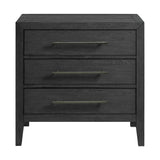 Versailles Contemporary 3-Drawer Nightstand in Black - Tampa Furniture Outlet