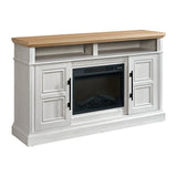 Villa Console with 23" Fireplace Insert in White & Natural - Tampa Furniture Outlet