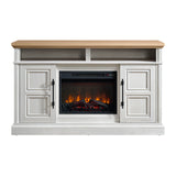 Villa Console with 23" Fireplace Insert in White & Natural - Tampa Furniture Outlet