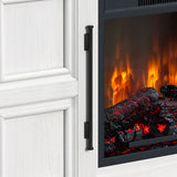 Villa Console with 23" Fireplace Insert in White & Natural - Tampa Furniture Outlet