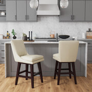 Villanova Swivel Counter Stool with Beige PU in Espresso (2 Per Carton) – SKU D-13220-6-CST | Elements