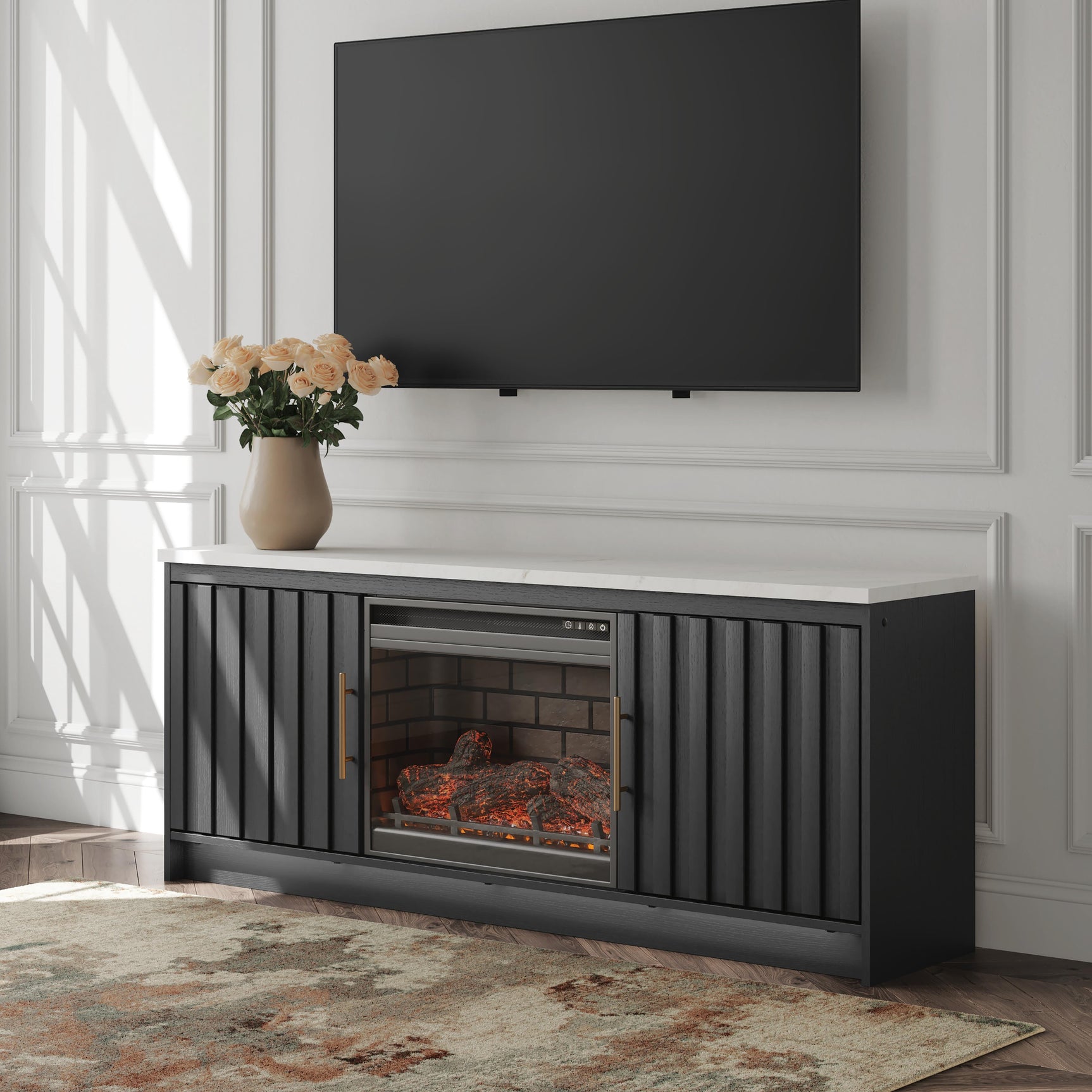 Tampa Furniture Outlet - Ashley Furniture - Cadmori 63" TV Stand with Electric Fireplace - 63" TV Stand with Electric Fireplace - W2616W2