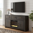 Tampa Furniture Outlet - Ashley Furniture - Brazen Valley 71" TV Stand with Electric Fireplace - 71" TV Stand with Electric Fireplace - W2648W1