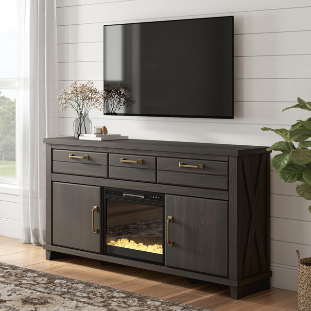 Tampa Furniture Outlet - Ashley Furniture - Brazen Valley 71" TV Stand with Electric Fireplace - 71" TV Stand with Electric Fireplace - W2648W1