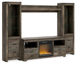 Tampa Furniture Outlet - Ashley Furniture - Trinell 4-Piece Entertainment Center with Electric Fireplace - 4-Piece Entertainment Center with Electric Fireplace / Brown - W446W10