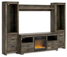 Tampa Furniture Outlet - Ashley Furniture - Trinell 4-Piece Entertainment Center with Electric Fireplace - 4-Piece Entertainment Center with Electric Fireplace / Brown - W446W10