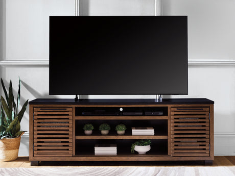 Tampa Furniture Outlet - Ashley Furniture - Kallari 84" TV Stand - 84" / Warm Brown/Black - W737-78
