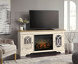 Tampa Furniture Outlet - Ashley Furniture - Realyn 74" TV Stand with Electric Fireplace - 74" TV Stand with Electric Fireplace / Chipped White - W743W2