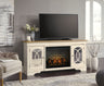 Tampa Furniture Outlet - Ashley Furniture - Realyn 74" TV Stand with Electric Fireplace - 74" TV Stand with Electric Fireplace / Chipped White - W743W2