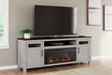 Tampa Furniture Outlet - Ashley Furniture - Darborn 88" TV Stand with Electric Fireplace - 88" TV Stand with Electric Fireplace / Gray/Brown - W796W1
