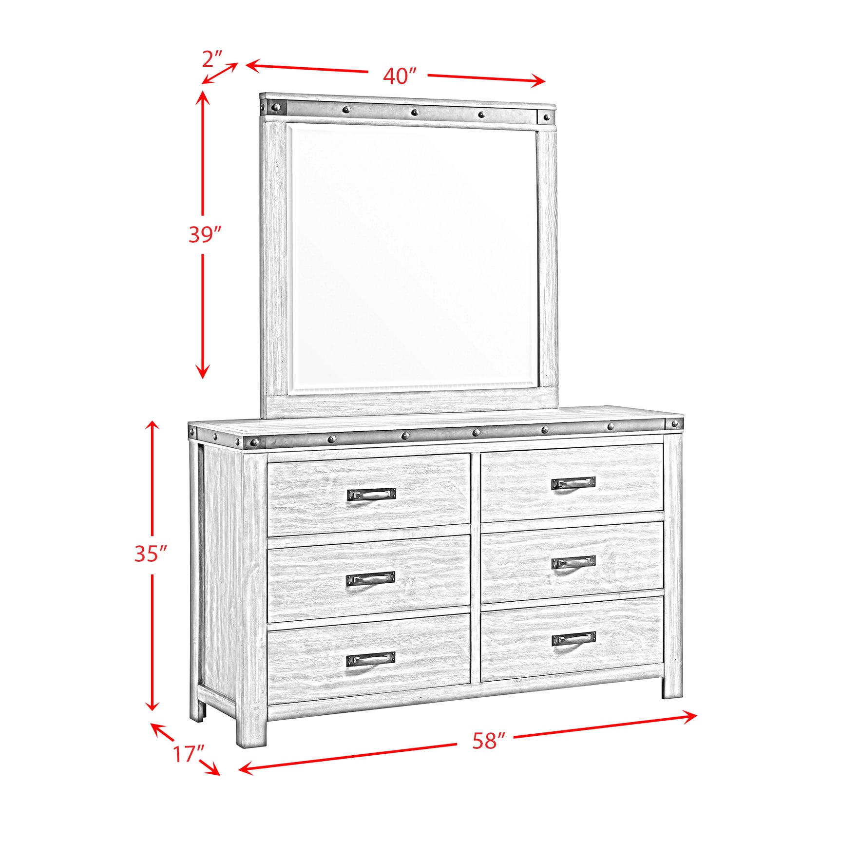 Wade Youth 6 Drawer Dresser & Mirror Set - Tampa Furniture Outlet