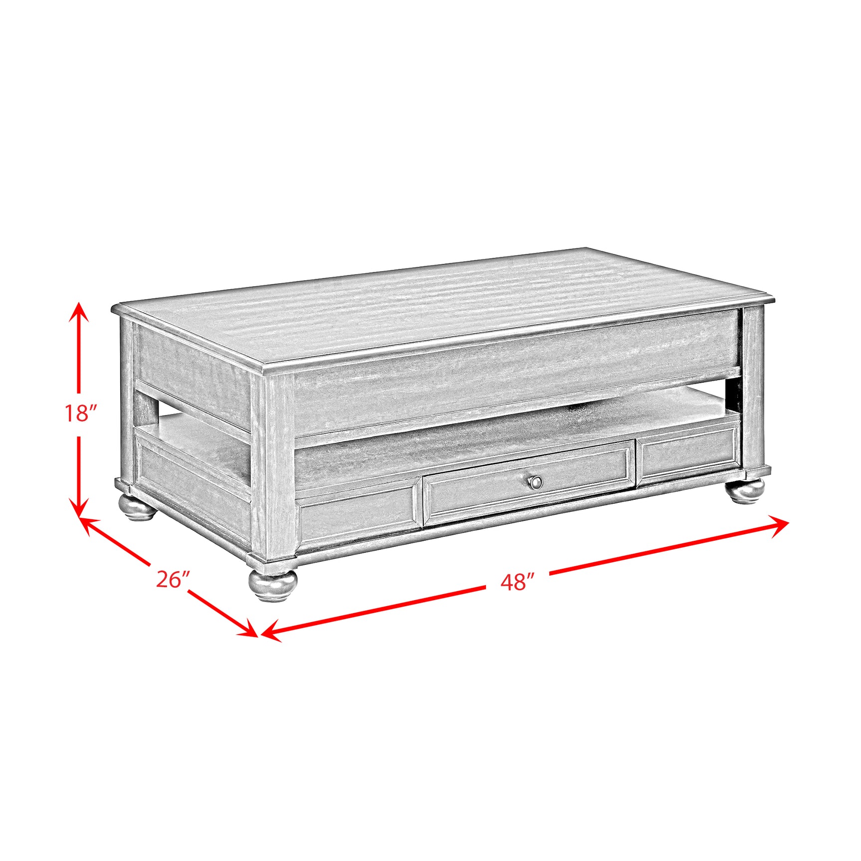 Wagner Rectangular Lift-Top Coffee Table w/ Casters in Cherry - Tampa Furniture Outlet