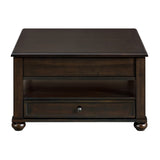 Wagner Square Lift-Top Coffee Table w/ Casters in Cherry - Tampa Furniture Outlet