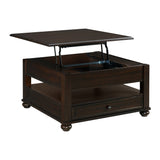 Wagner Square Lift-Top Coffee Table w/ Casters in Cherry - Tampa Furniture Outlet
