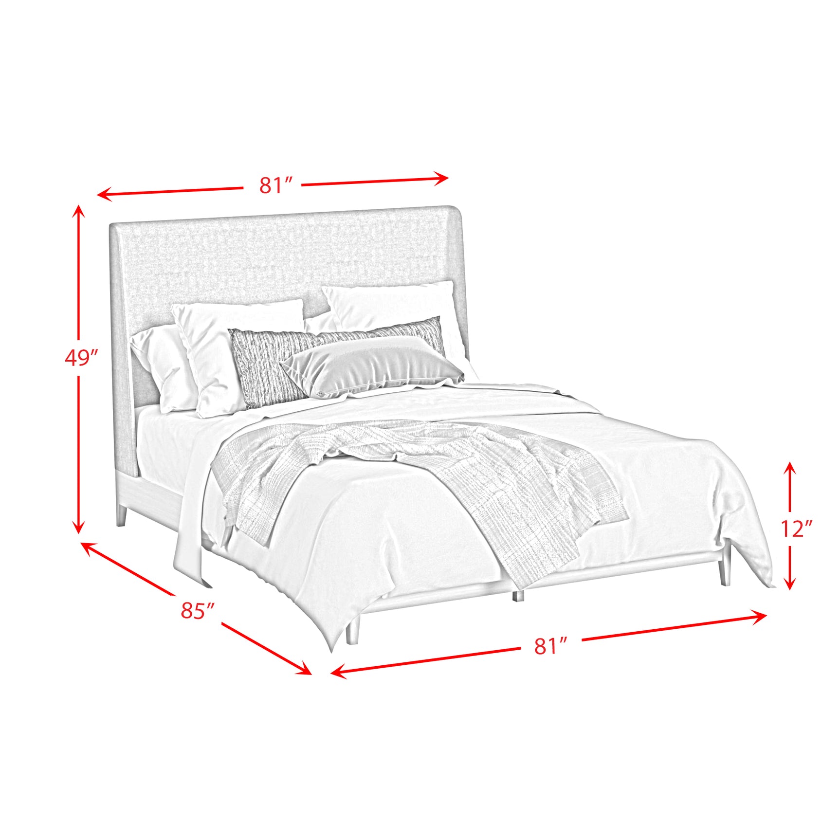 Westland King UPH Bed with Grey Fabric in Almond - Tampa Furniture Outlet