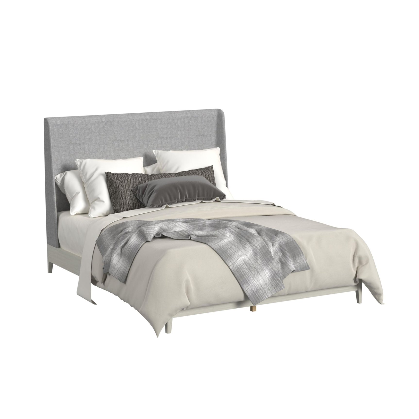 Westland King UPH Bed with Grey Fabric in Almond - Tampa Furniture Outlet