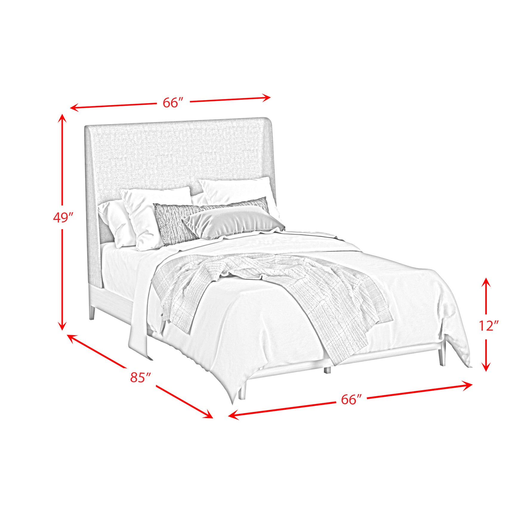Westland Queen UPH Bed with Grey Fabric in Almond - Tampa Furniture Outlet