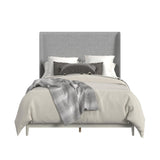 Westland Queen UPH Bed with Grey Fabric in Almond - Tampa Furniture Outlet