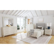 Westland Twin UPH Bed with Grey Fabric in Almond – SKU B-13000-6-TUB | Elements
