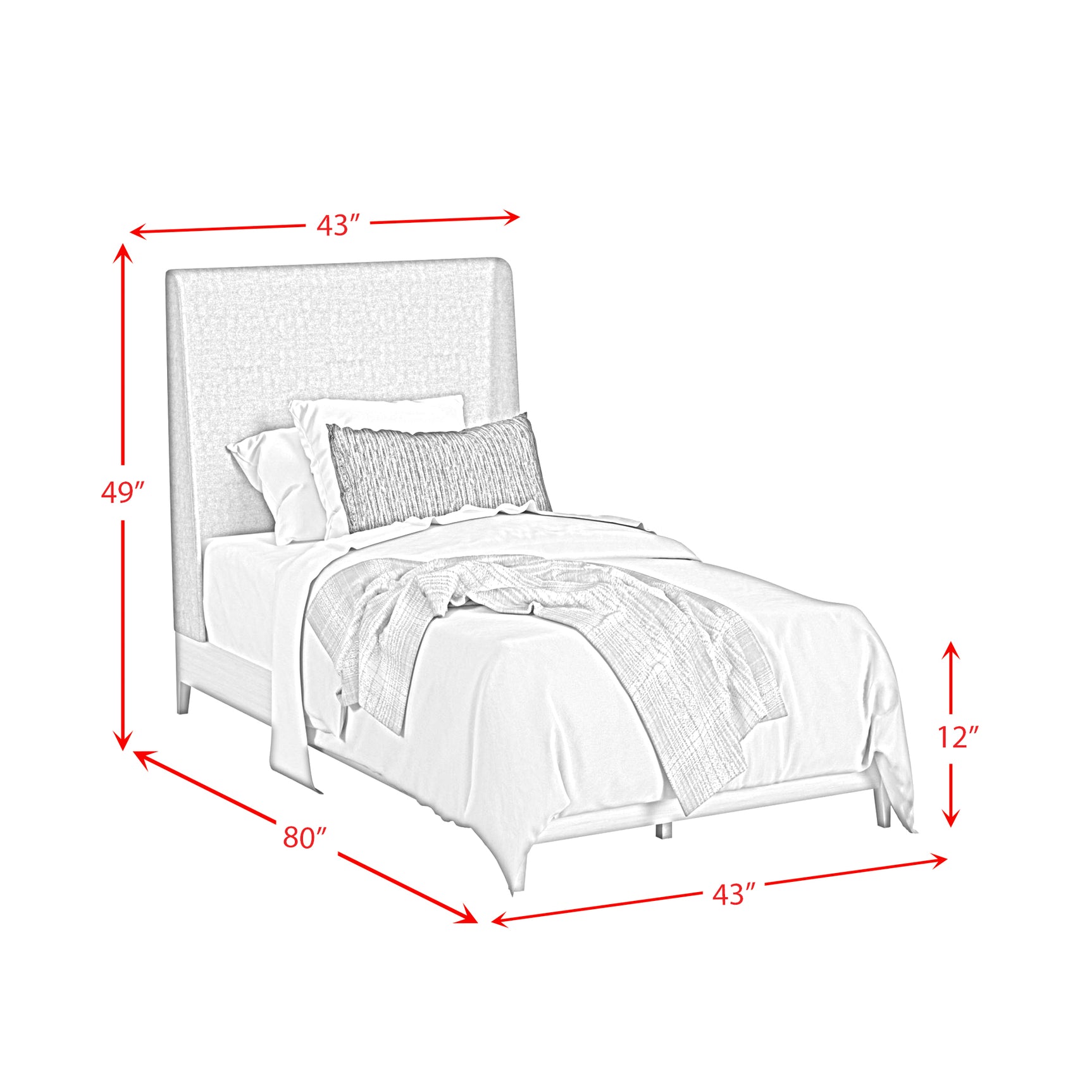 Westland Twin UPH Bed with Grey Fabric in Almond - Tampa Furniture Outlet