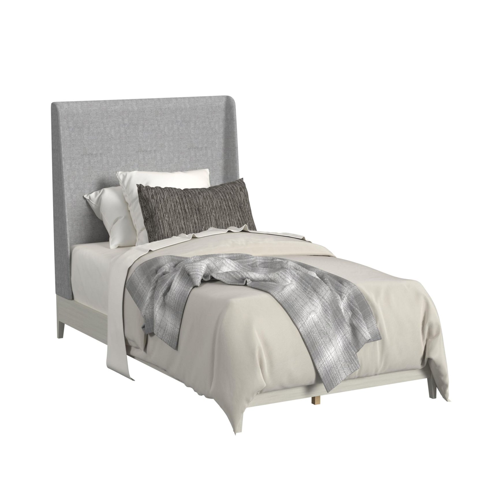 Westland Twin UPH Bed with Grey Fabric in Almond - Tampa Furniture Outlet
