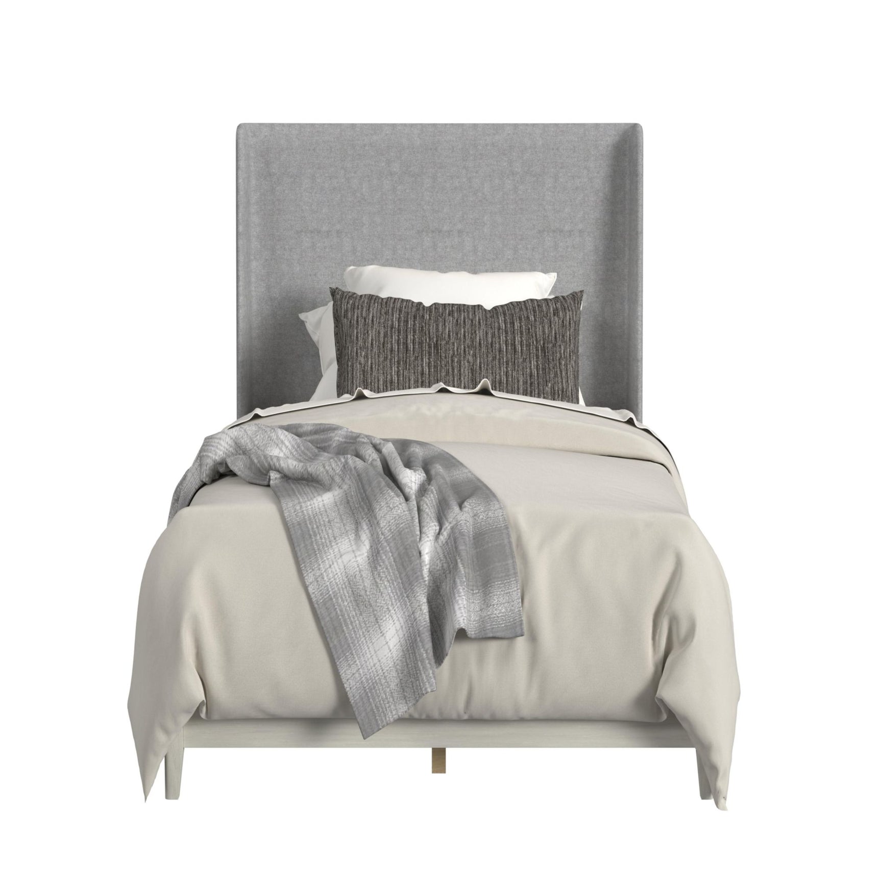 Westland Twin UPH Bed with Grey Fabric in Almond - Tampa Furniture Outlet