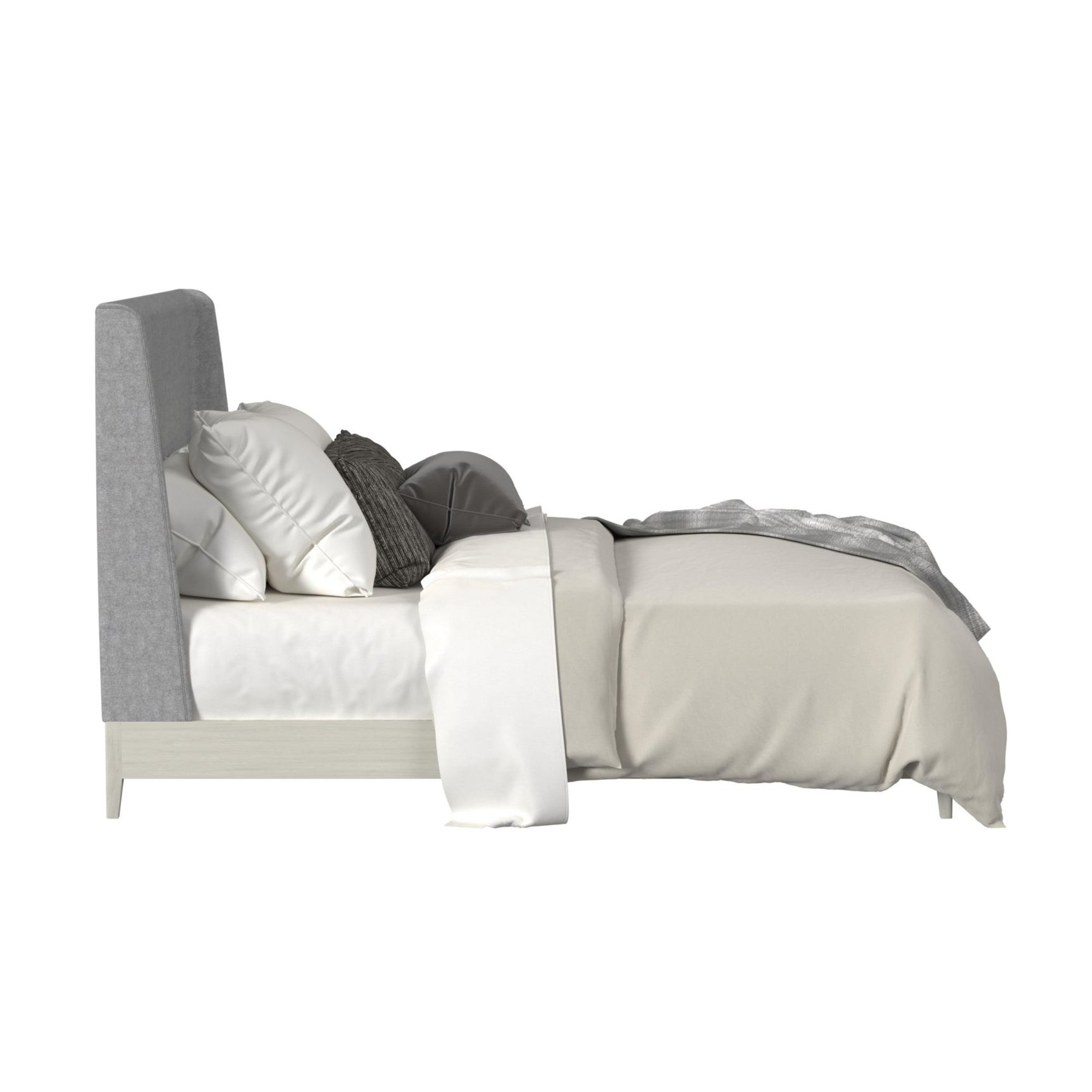 Westland Queen UPH Bed with Grey Fabric in Almond - Tampa Furniture Outlet