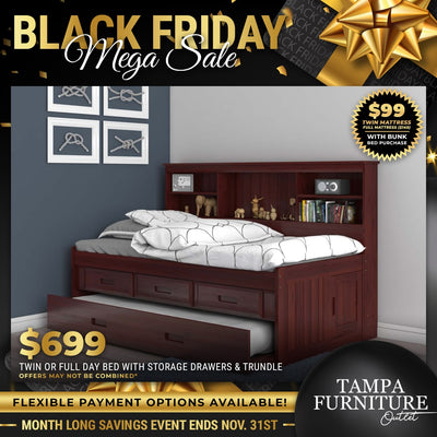 Black Friday Coastal Retreat Twin/Full Daybed with Trundle and Storage - Tampa Furniture Outlet