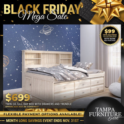 Black Friday Cosmic Slumber Twin/Full Daybed with Storage and Trundle - Tampa Furniture Outlet