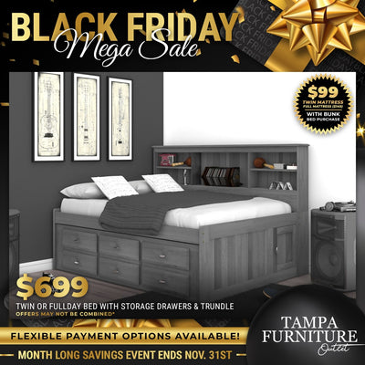 Black Friday Contemporary Twin/Full Daybed with Trundle and Storage - Tampa Furniture Outlet