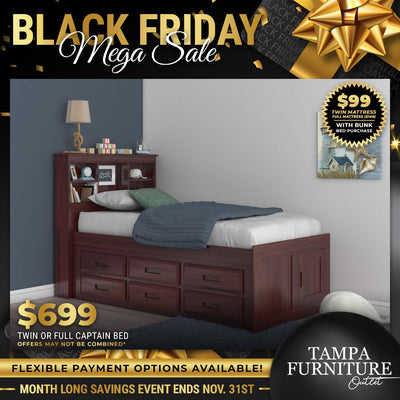 Black Friday Classic Twin/Full Captain Bed with Underbed Storage - Tampa Furniture Outlet