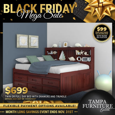 Black Friday Nautical Retreat Twin/Full Daybed with Storage and Trundle - Tampa Furniture Outlet