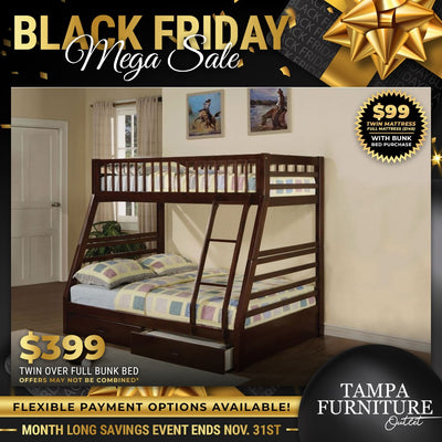 Black Friday Space-Saver Twin Over Full Bunk Bed - Tampa Furniture Outlet