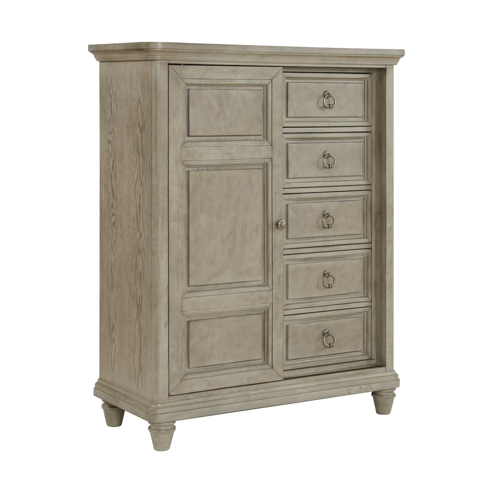 Whit-Ash 5-Drawer Door Chest in Light Grey - Tampa Furniture Outlet