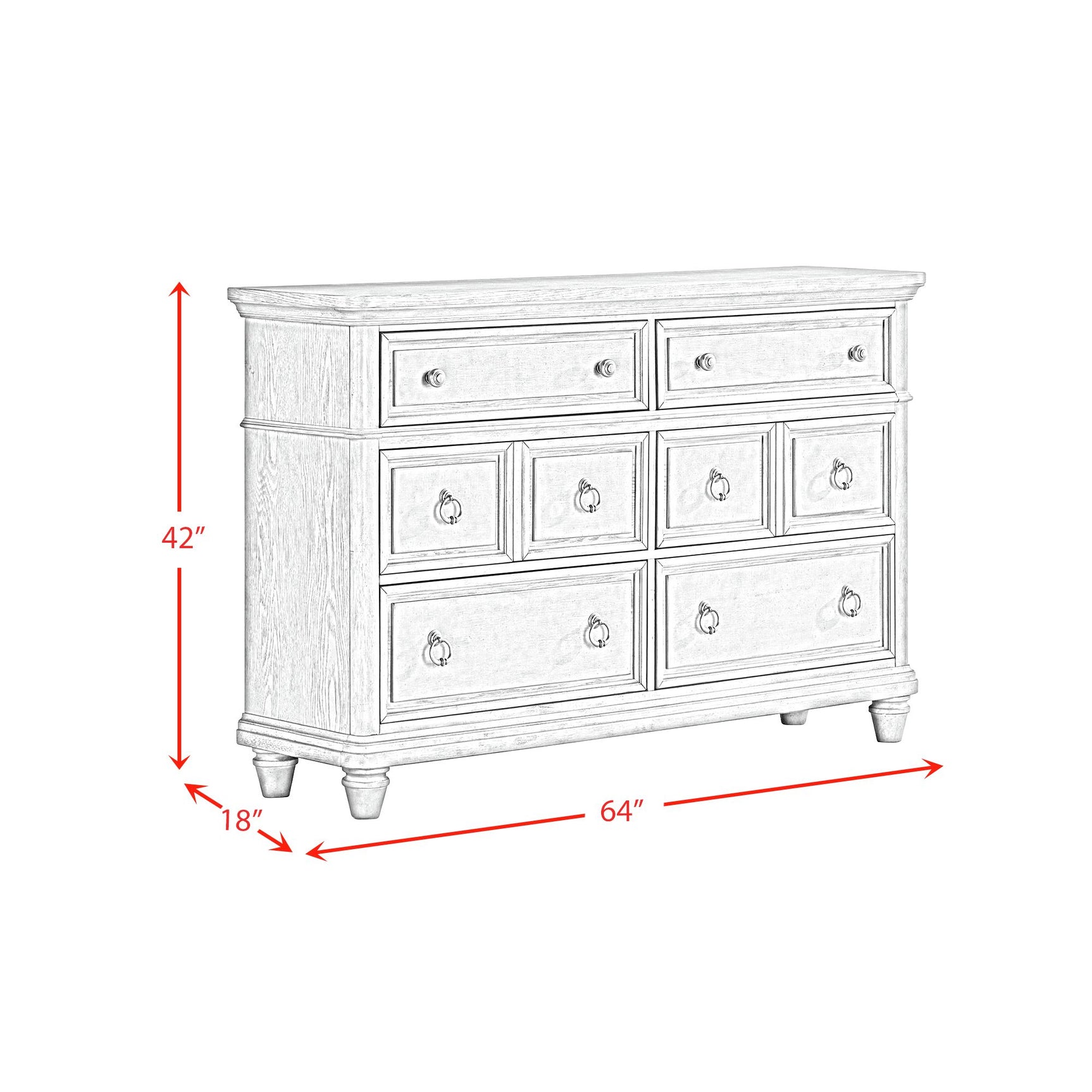 Whit-Ash 6-Drawer Dresser in Light Grey - Tampa Furniture Outlet