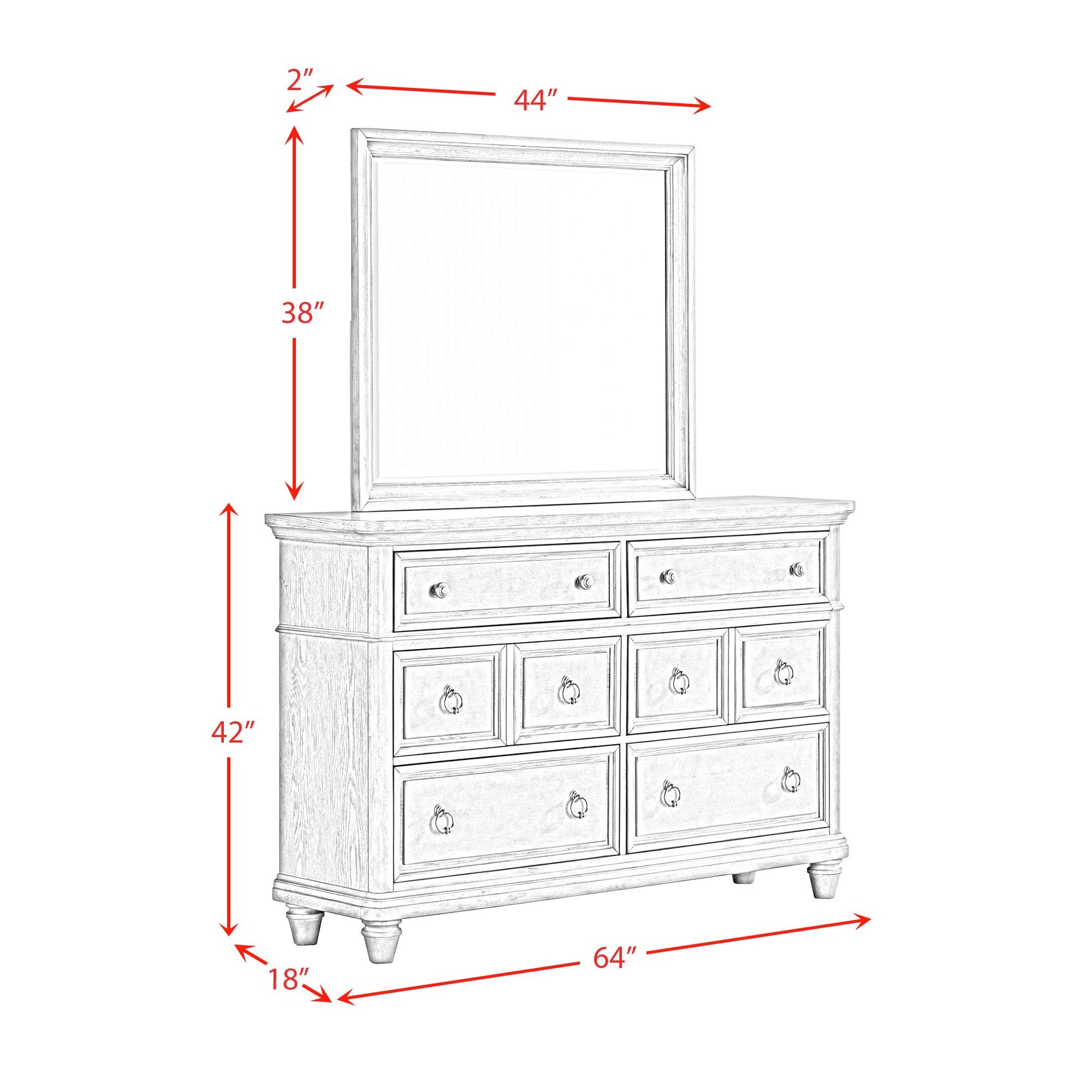 Whit-Ash Dresser and Mirror Set in Light Grey - Tampa Furniture Outlet